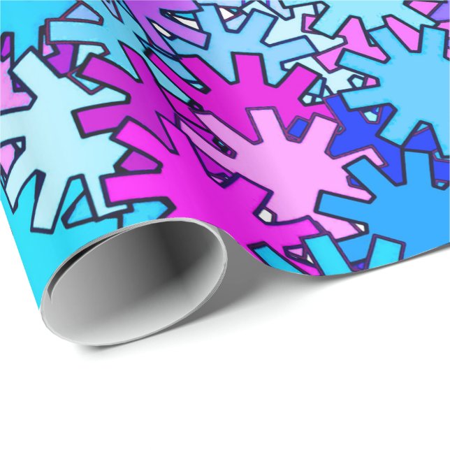 Moderna geometriska växlar, blå, violett och orkid presentpapper (Rullad Hörn)