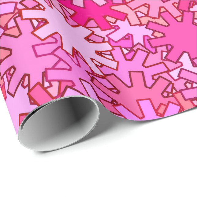 Moderna geometriska växlar, Fuchsia och Rosa Presentpapper (Rullad Hörn)