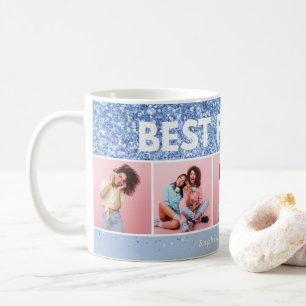Moderna gigantiska fotoskript blå glitter-bestkomp kaffemugg