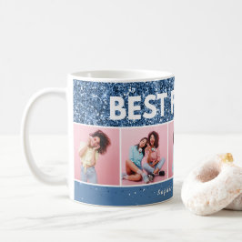 Moderna gigantiska fotoskript blå glitter-bestkomp kaffemugg
