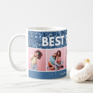 Moderna gigantiska fotoskript blå glitter-bestkomp kaffemugg