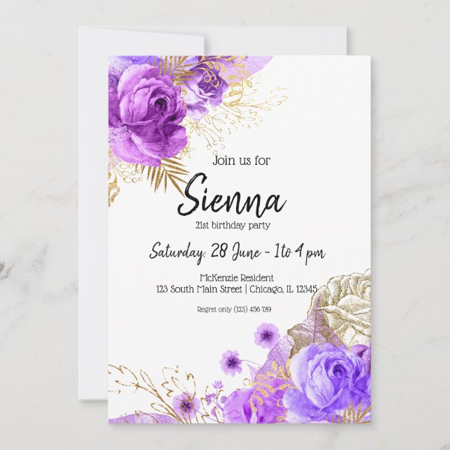 Moderna Glam Chic Blommor för alla tillfällen Inbjudningar (Framsida)