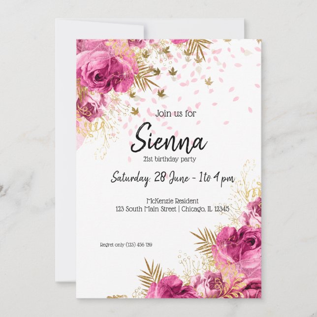 Moderna Glam Chic Blommor för alla tillfällen Inbjudningar (Framsida)