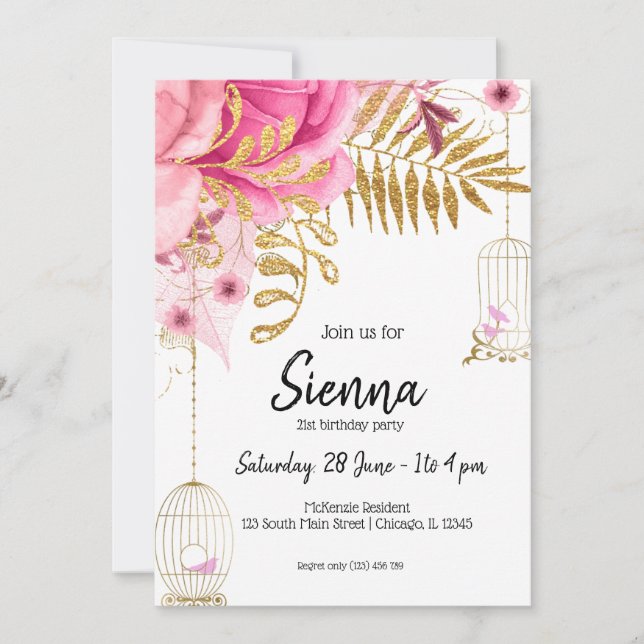 Moderna Glam Chic Blommor för alla tillfällen Inbjudningar (Framsida)