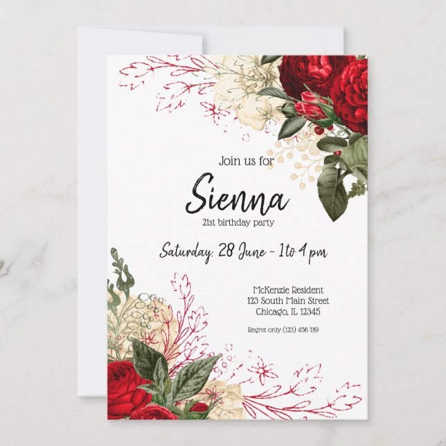 Moderna Glam Chic Blommor för alla tillfällen Inbjudningar (Framsida)
