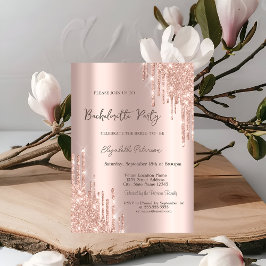 Moderna Glitterdroppar Roséguld Sjungmöfest Inbjudningar