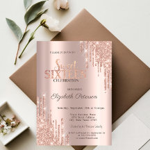 Moderna Glitterdroppar Roséguld Sweet 16