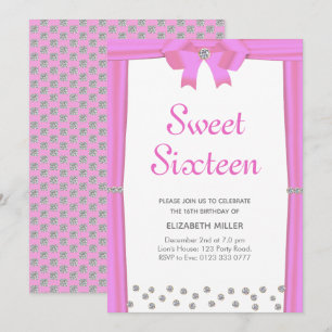 Moderna Glittrande Diamanter Sweet Sixteen Inbjudningar