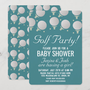 Moderna golfbollar Baby Shower-fest Blå Inbjudningar