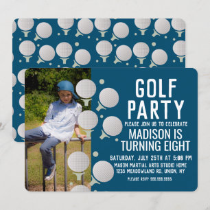 Moderna golfbollar födelsedagsfest foto inbjudningar