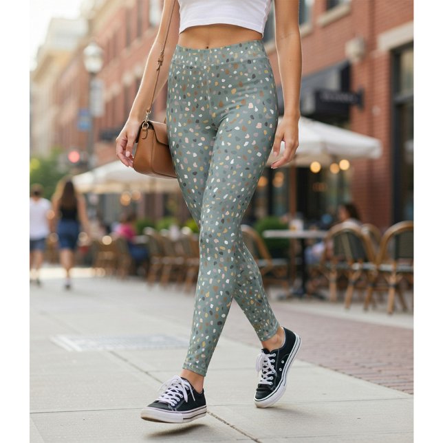Moderna grå terrazzo-mönstrade leggings (Skapare uppladdad)