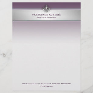 Moderna gråa Aubergine Fleur de Lis Göra randig Brevhuvud