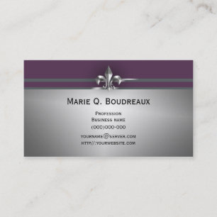 Moderna gråa Aubergine Fleur de Lis Visitkort