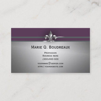 Moderna gråa Aubergine Fleur de Lis Visitkort