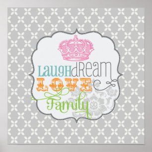 Moderna grått för kärlek & för familj för shabby poster