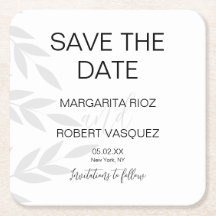 Moderna grenar grå vit skript Spara datum-inbjudan