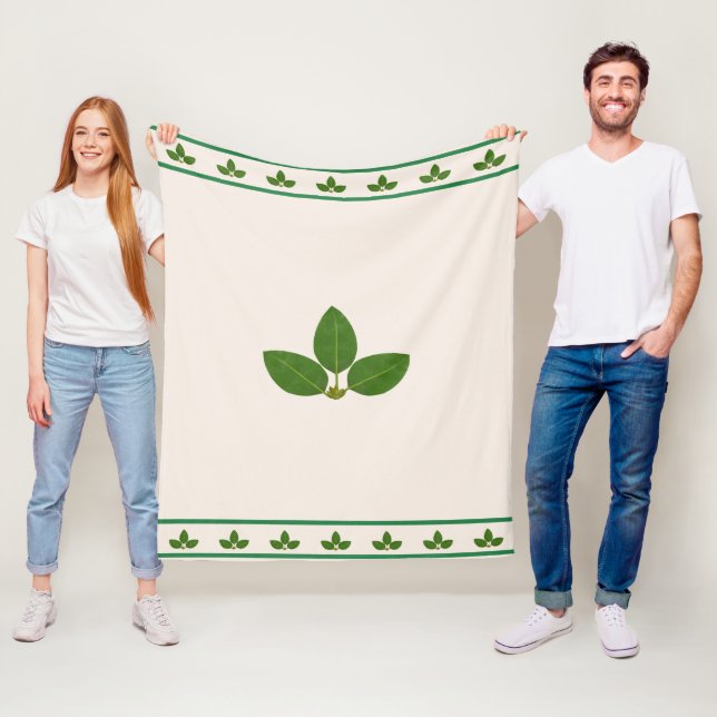 Moderna Gröna Blad Fleecefilt (På plats)