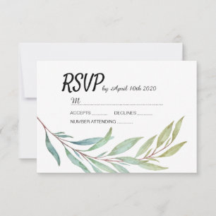 Moderna gröna blad vattenfärg RSVP-kort OSA Kort