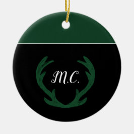 Moderna gröna hjorthorn Monogram Julgransprydnad Keramik