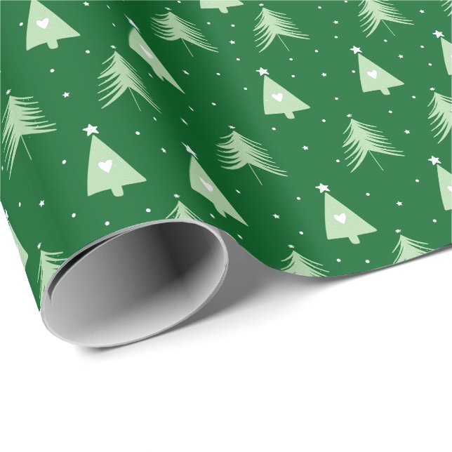 Moderna Gröna & Vita Julgranar Högtid Presentpapper (Rullad Hörn)