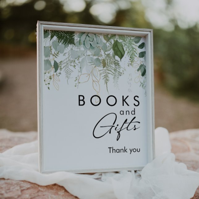 Moderna grönskans baby shower-böcker och presenter poster (Skapare uppladdad)