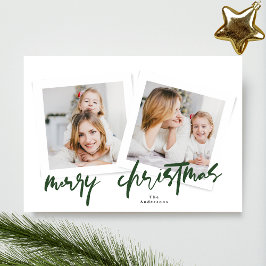 moderna gröntar och vita god jul-multifoto julkort