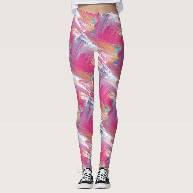 Moderna grova penseldragstryckta konstleggings leggings (Framsida)