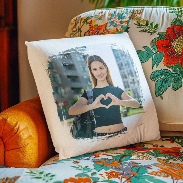 Moderna Grunge-kantfoton Kudde (Create Your Own Photo Pillow)