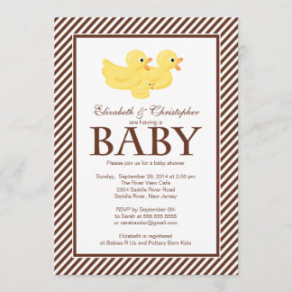 Moderna gula ankor kopplar ihop baby shower inbjudningar