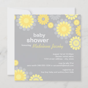 Moderna gula grå tusenskönor Baby Shower Inbjudningar