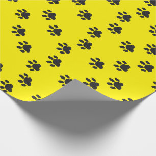 Moderna gula svarta husdjur katt hund tass tryck t presentpapper