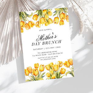 Moderna gula tulpaner Blommig morsdagsbrunch Inbjudningar