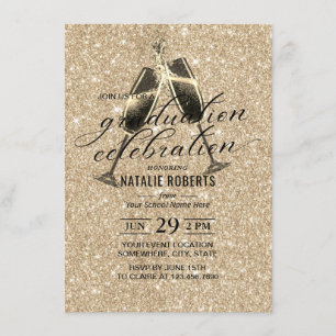 Moderna Guld Glitter till Studenten Inbjudningar