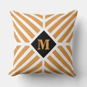 Moderna Guld Ränder Monogram Kudde