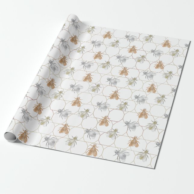 Moderna guld silver koppar metallbin presentpapper (Utrullad)