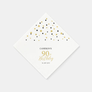 Moderna Guld & Svarta 90-års Födelsedagsfest Serve Pappersservett