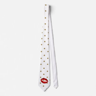 Moderna gulddots, röda glitterläppar slips