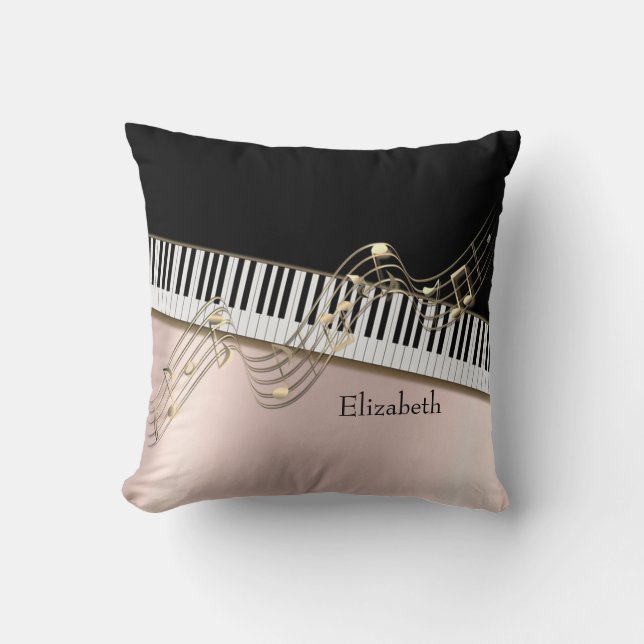 Moderna Guldmusiknoter, Pianotangent Rose Gold Kudde (Framsida)