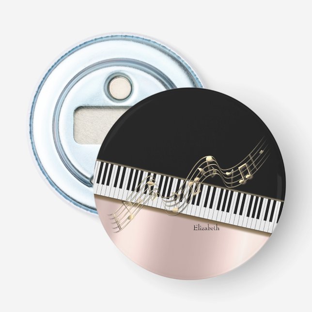  Moderna guldmusiknoter, pianotangenter Rose Gold Flasköppnare (Framsidan)