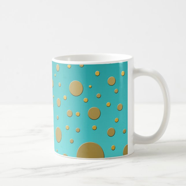 Moderna guldpunkter på turkos mönster kaffemugg (Höger)