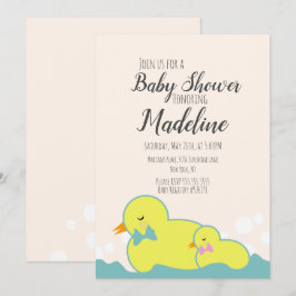 Moderna gummiankor beige baby shower  inbjudningar