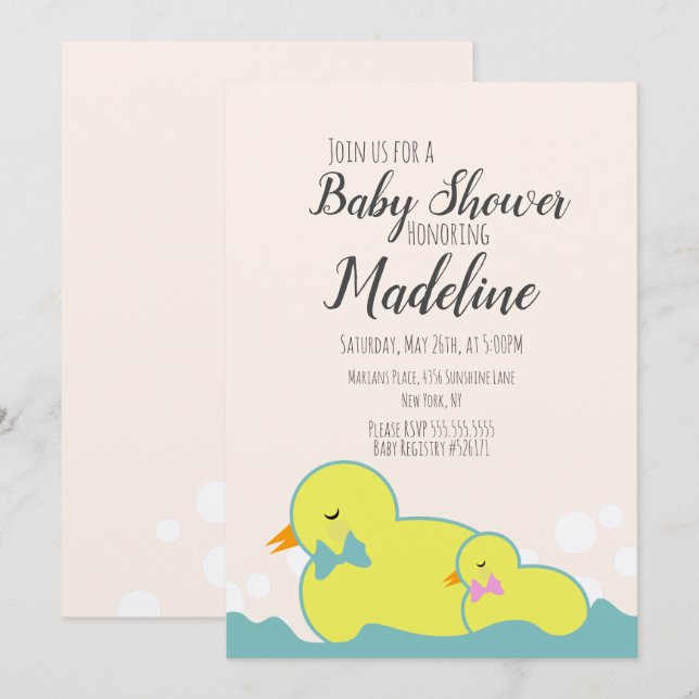Moderna gummiankor beige baby shower rustik inbjudningar (Fram/baksida)