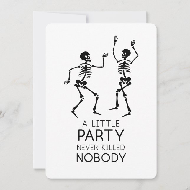Moderna halloween-dansande skelett inbjudningar (Framsida)
