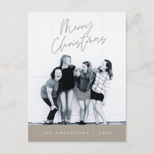 Moderna hälsningar, God Jul familjefoto Vykort