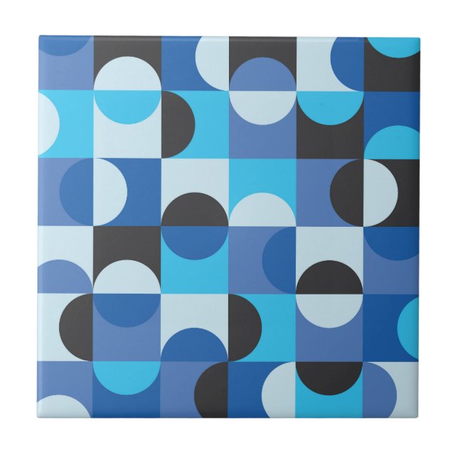 Moderna halvcirklar i mitten av århundradet blå Tu Kakelplatta (Framsidan)