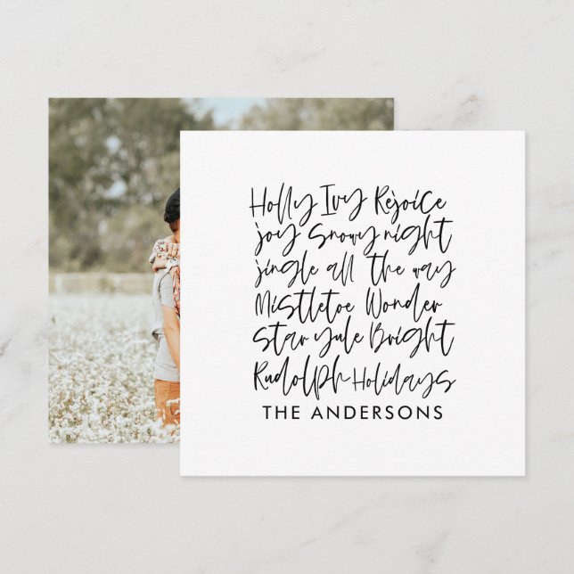 Moderna handskrivna typografi Julkort med foton (Fram/baksida)