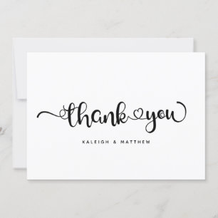 Moderna hjärtan Brush Script Modern Bröllop Tack Kort