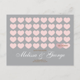 Moderna hjärtan - spara datum: Silver Meddelande Vykort