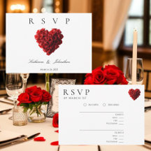 Moderna hjärtformade röda rosor-RSVP-Bryllop-