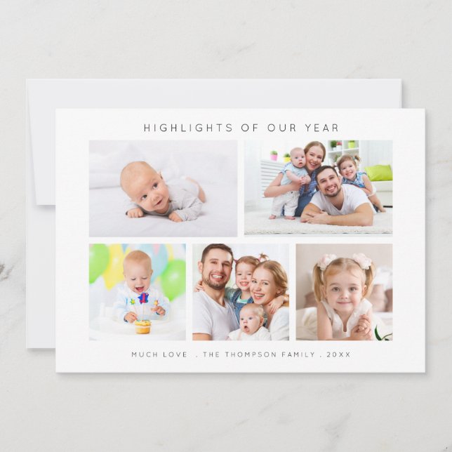 Moderna högdagrar för år 5 Foton jul Julkort (Framsida)